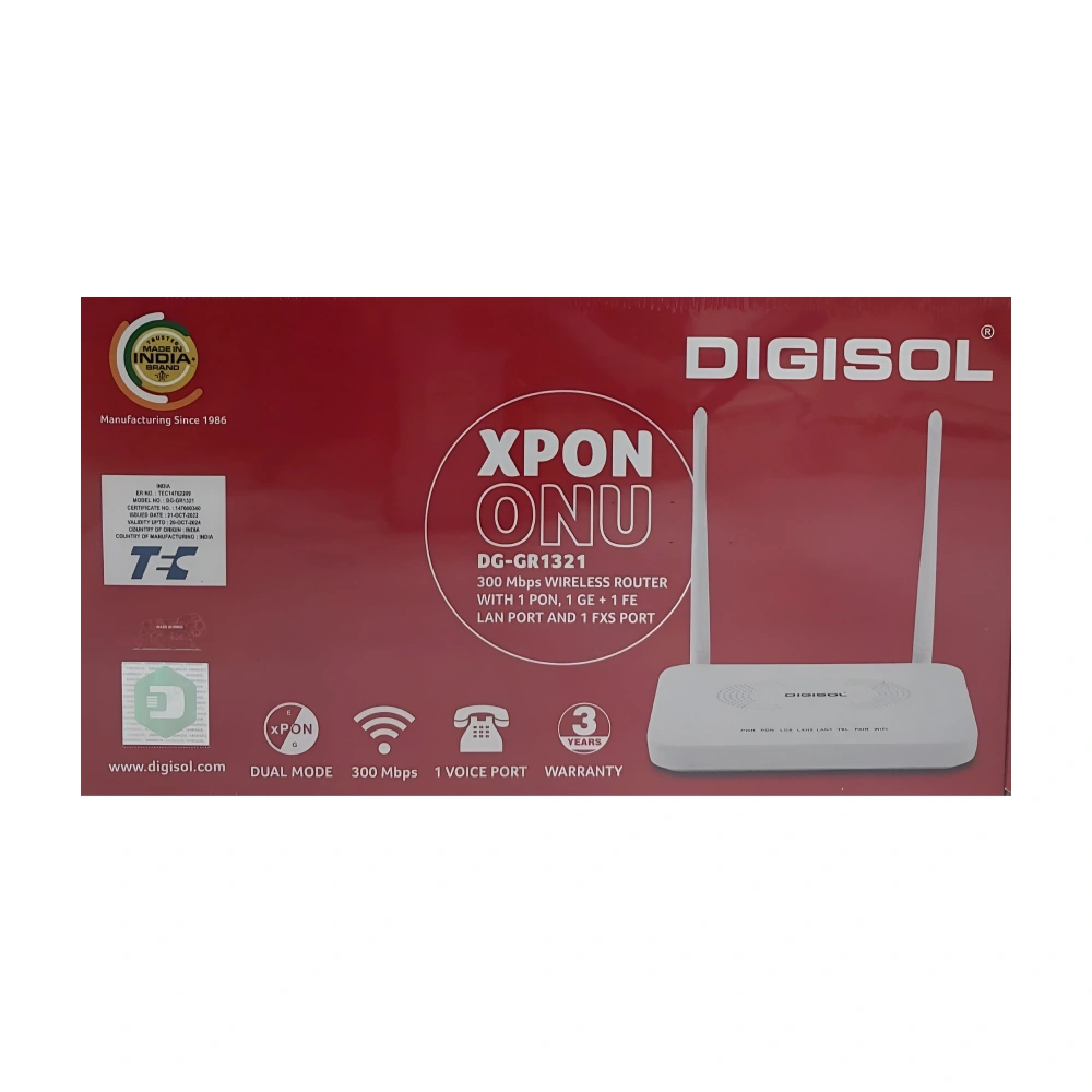 Digisol XPON ONU 300Mbps WiFi Router with 1 PON, 1 GE And 1 FE Port, 1 FXS Port (DG-GR1321) view 5